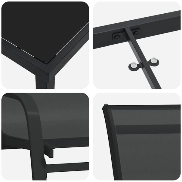 5-teiliges Garten Esstisch Set Schwarz Textilene und Stahl
