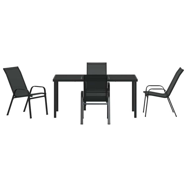 5-teilige Garten Essgruppe Schwarz Textilene und Stahl