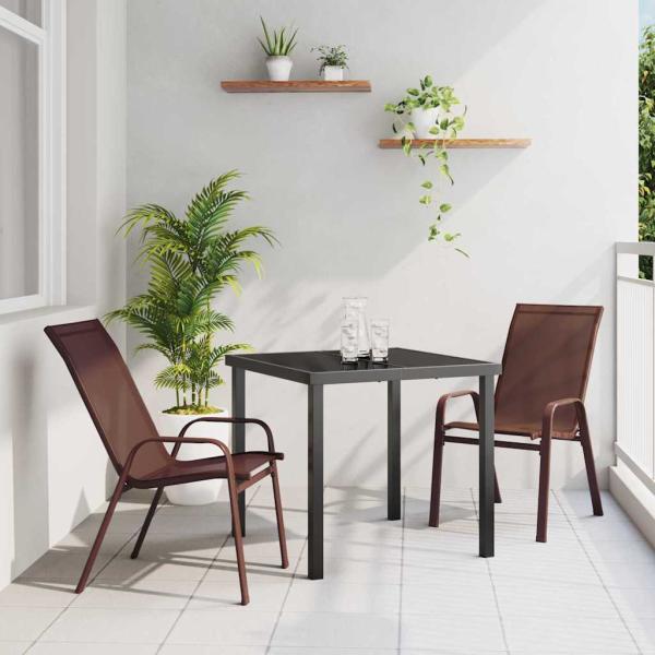 ARDEBO.de - 3-teiliges Gartenmöbelset Braun Textilene und Stahl