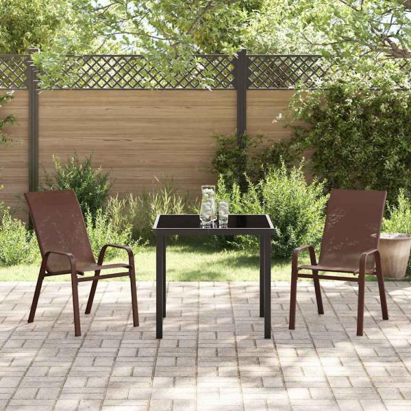 3-teiliges Gartenmöbelset Braun Textilene und Stahl