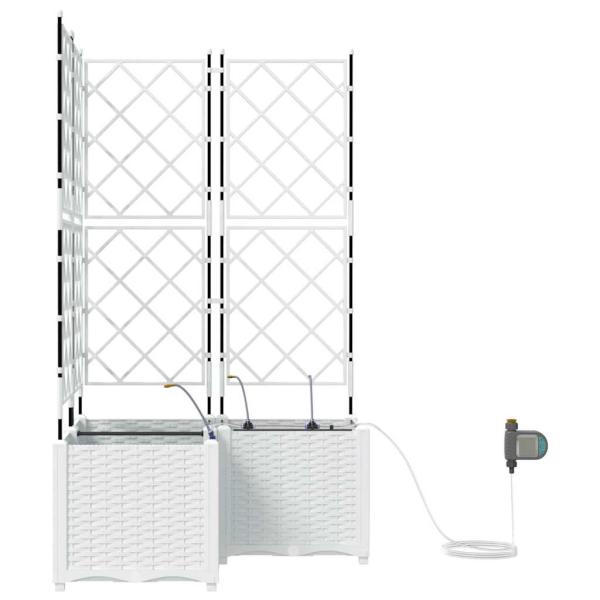 Pflanzkästen mit Bewässerungssystem 3 Stk. Weiß
