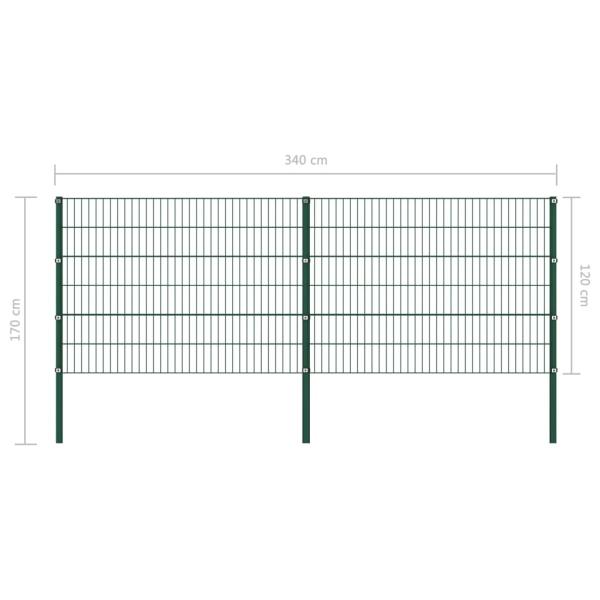 Zaunfeld mit Pfosten Eisen 3,4 x 1,2 m Grün