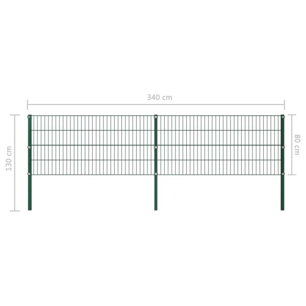 Zaunfeld mit Pfosten Eisen 3,4 x 0,8 m Grün