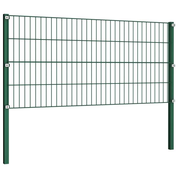 Zaunfeld mit Pfosten Eisen 6,8 x 0,8 m Grün