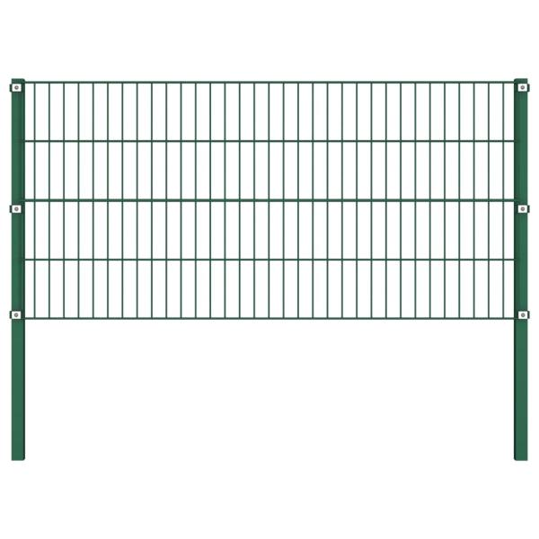 Zaunfeld mit Pfosten Eisen 6,8 x 0,8 m Grün