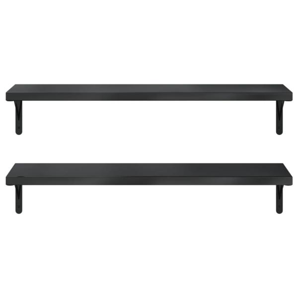 Wandregale 2 Stk. 100x30 cm Schwarz Edelstahl