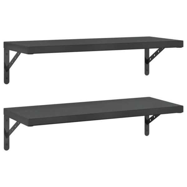 Wandregale 2 Stk. 75x30 cm Schwarz Edelstahl