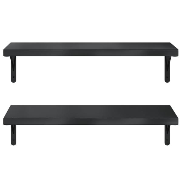 Wandregale 2 Stk. 75x30 cm Schwarz Edelstahl