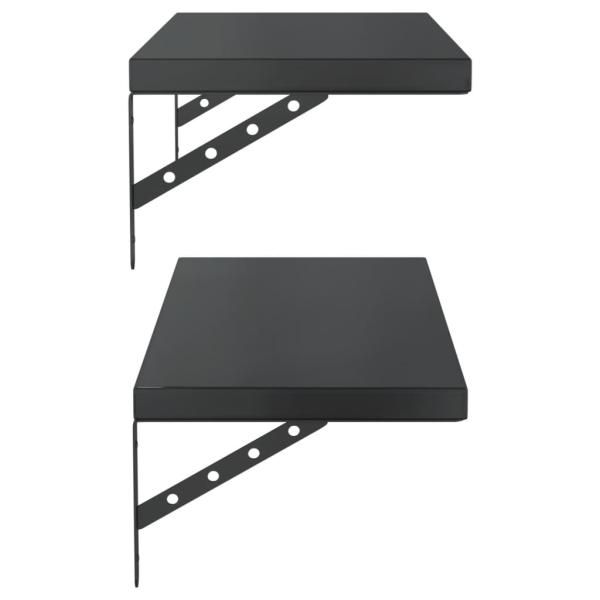 Wandregale 2 Stk. 75x30 cm Schwarz Edelstahl