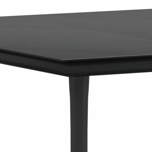 7-teilige Garten Essgruppe Schwarz Poly-Rattan