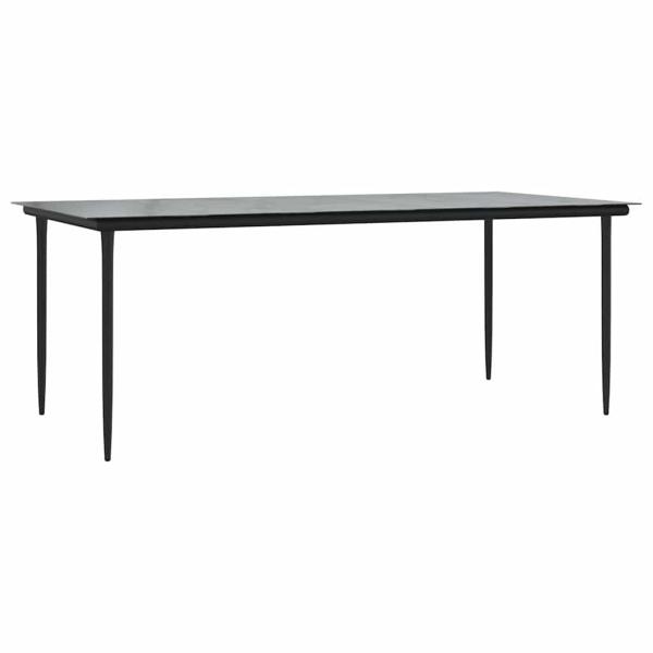 7-teilige Garten Essgruppe Schwarz Poly-Rattan