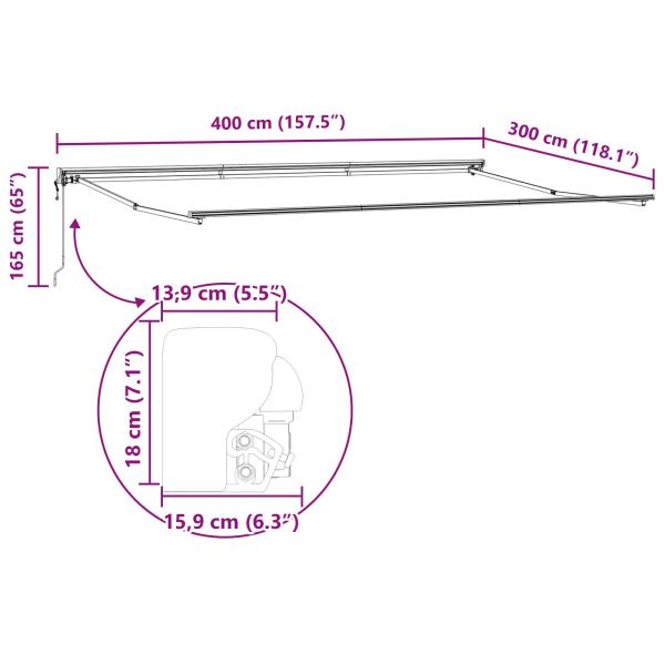 Automatische einziehbare Markise Braun 400x300 cm