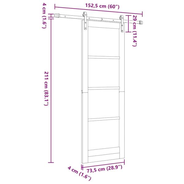 Schiebetür mit Hardware-Set 'ORKDAL'73,5x211 cm
