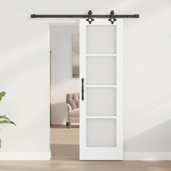 Schiebetür mit Hardware-Set Weiße 61x198.5 cm Aus massivem Kiefernholz