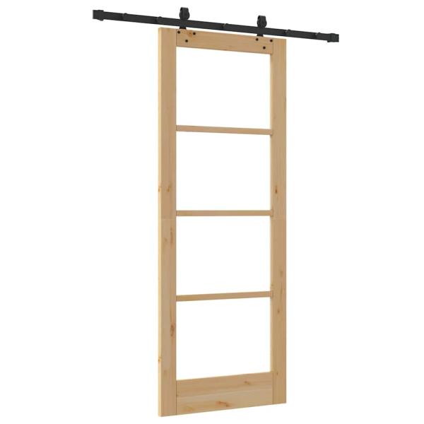 Schiebetür mit Beschlägen 78x202 cm Aus massivem Kiefernholz