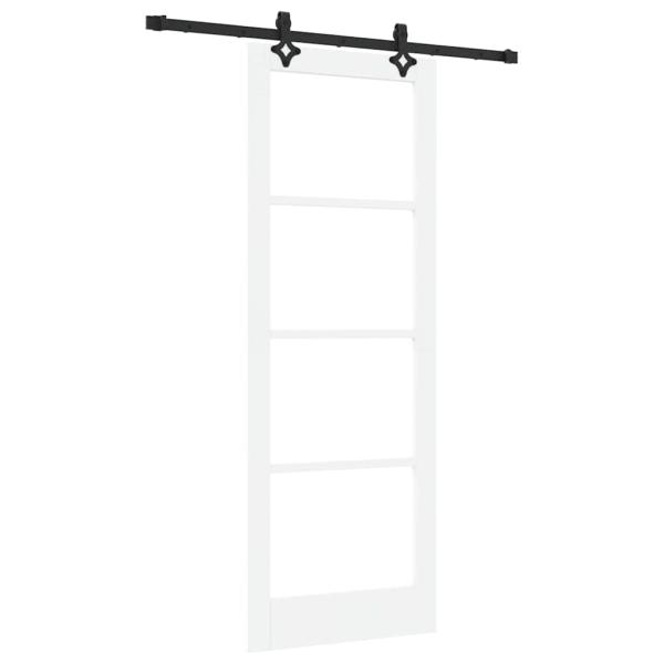 Schiebetür mit Hardware-Set Weiß 78x211 cm Massivholz Kiefer