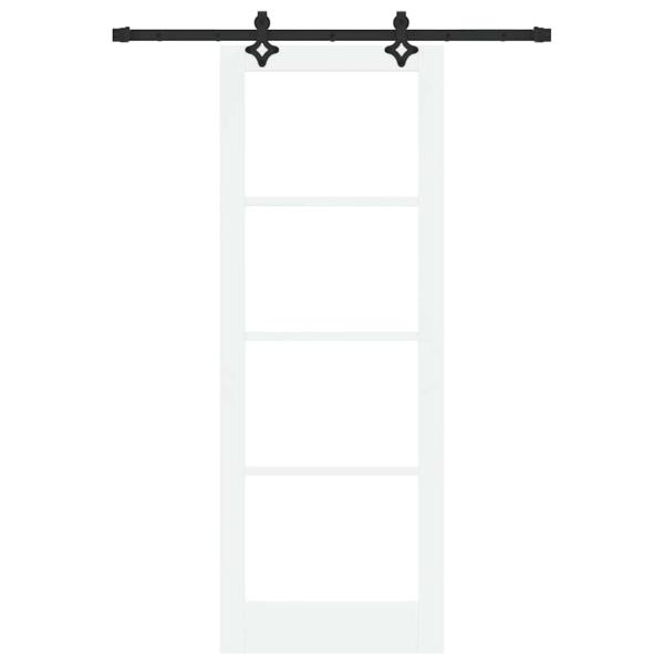 Schiebetür mit Hardware-Set Weiß 78x211 cm Massivholz Kiefer