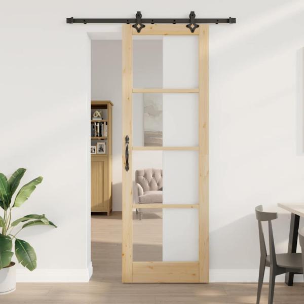 ARDEBO.de - Schiebetür mit Beschlagsatz 78x232 cm Massivholz Kiefer