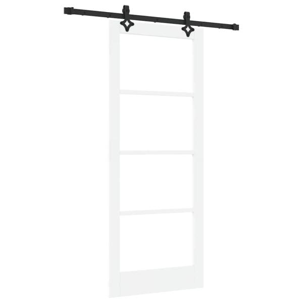 Schiebetür mit Hardware Set Weiß 83x202 cm Massivholz Kiefer