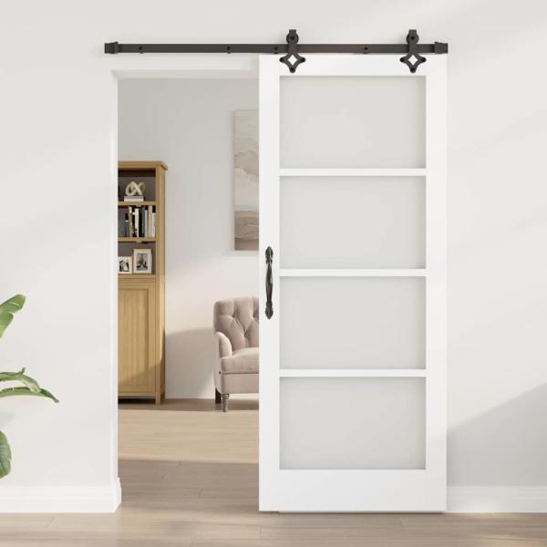Schiebetür mit Hardware Set Weiß 83x202 cm Massivholz Kiefer
