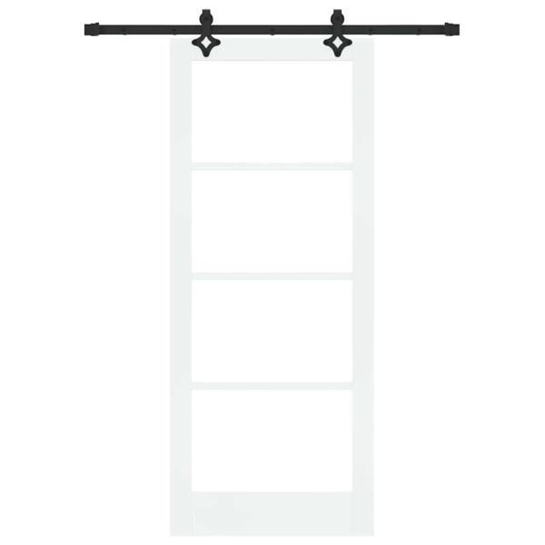 Schiebetür mit Hardware Set Weiß 83x202 cm Massivholz Kiefer