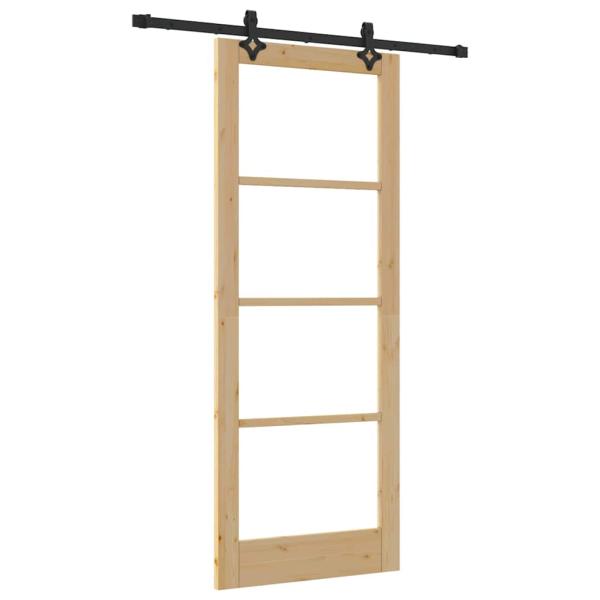 Schiebetür mit Montageset - 83x211 cm - Massivholz Kiefer