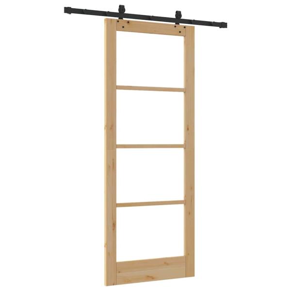 Schiebetür mit Montageset - 83x211 cm - Massivholz Kiefer