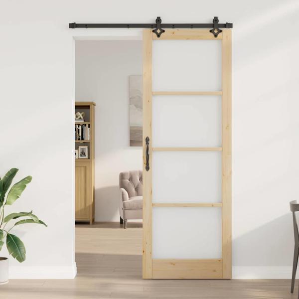 Schiebetür mit Hardware-Set 83x232 cm aus solidem Kiefernholz