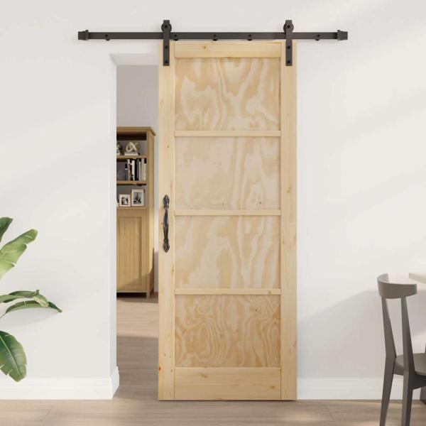 ARDEBO.de - Schiebetür mit Beschlagset 78x202 cm Massivholz Fichte