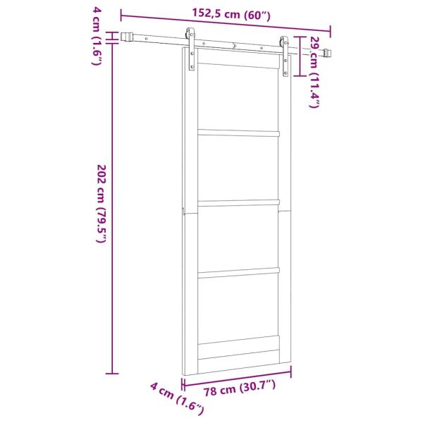 Schiebetür mit Beschlagset 78x202 cm Massivholz Fichte