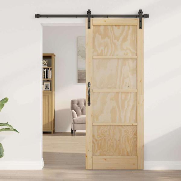 Schiebetür mit Beschlagset 78x202 cm Massivholz Fichte