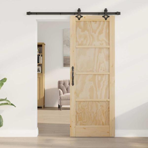 Schiebetür mit Hardware-Set 'ORKDAL'aus massivem Kiefernholz