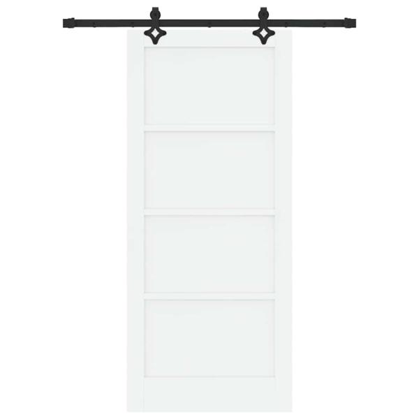 Schiebetür mit Hardware-Set 'ORKDAL'Weiß Massivholz-Kiefer