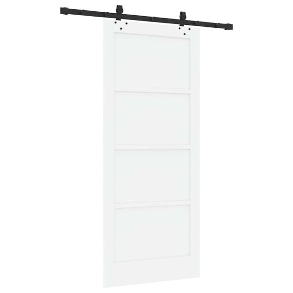 Schiebetür mit Hardware-Set 'ORKDAL'Weiß Massivholz-Kiefer