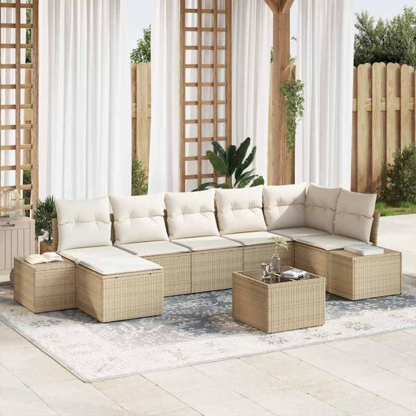 ARDEBO.de - 8-teiliges Garten-Sofa-Set mit Kissen Braunes Poly-Rattan