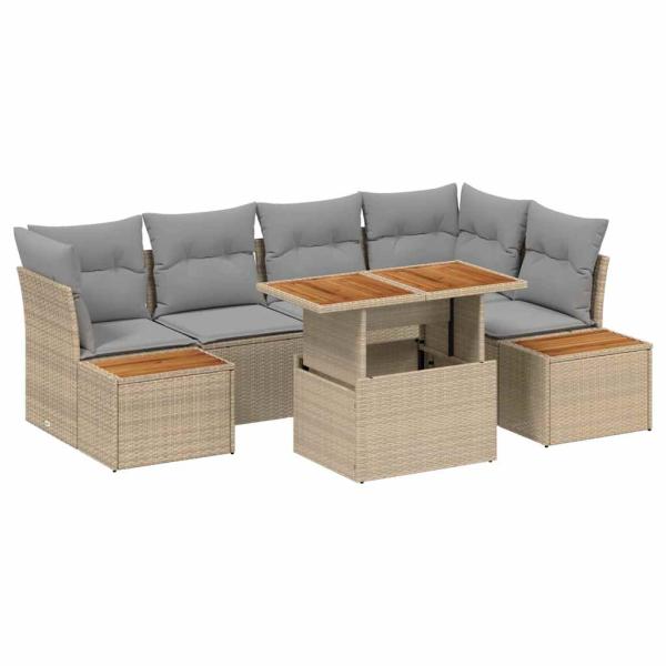 ARDEBO.de - 6-teiliges Garten Sofa Set mit Kissen Beige Poly Rattan