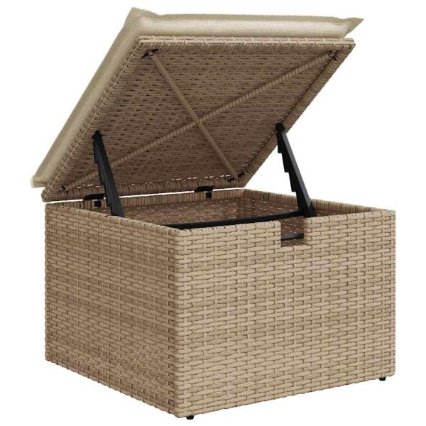4-tlg. Garten-Sofagarnitur mit Kissen Beige Poly Rattan