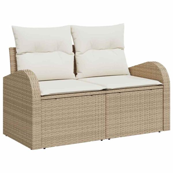 8-teiliges Garten-Sofa-Set mit Kissen Beige Poly-Rattan