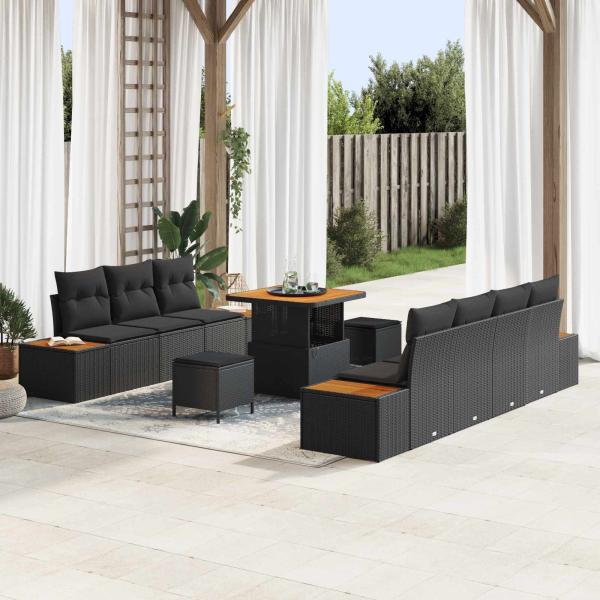 ARDEBO.de - Gartensofa-set 10 stk. 9-Sitzanzahl Schwarz