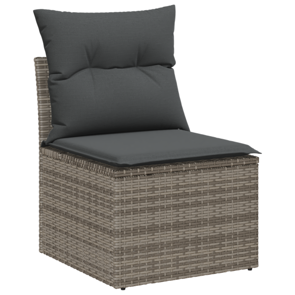 10-teiliges Garten-Sofa-Set mit Kissen Grau Poly-Rattan Akazie