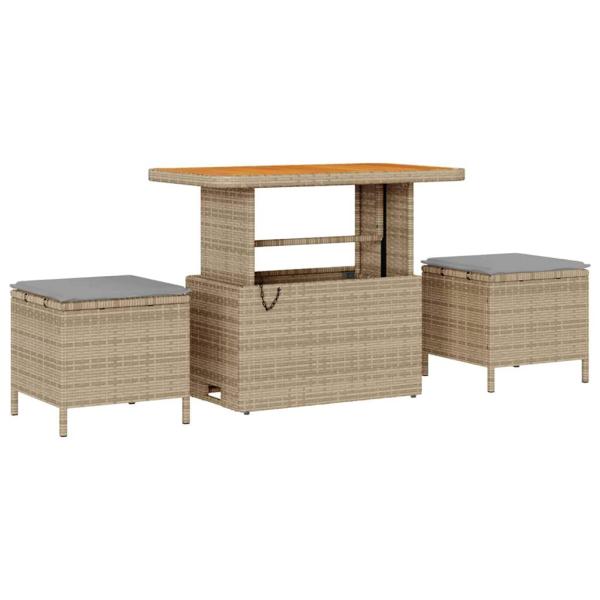 9-teiliges Garten-Sofa-Set mit Kissen Beige Poly-Rattan Akazie