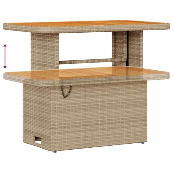 9-teiliges Garten Sofaset mit Kissen Beige Poly Rattan Akazie