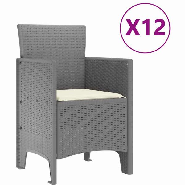 13-teilige Garten-Essgruppe mit Kissen Hellgrau Poly-Rattan