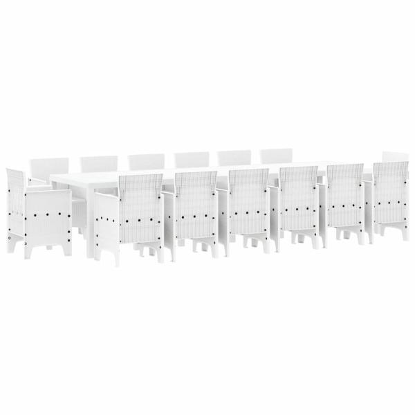 15 Teile Garten Essgruppe Weiß Poly-Rattan