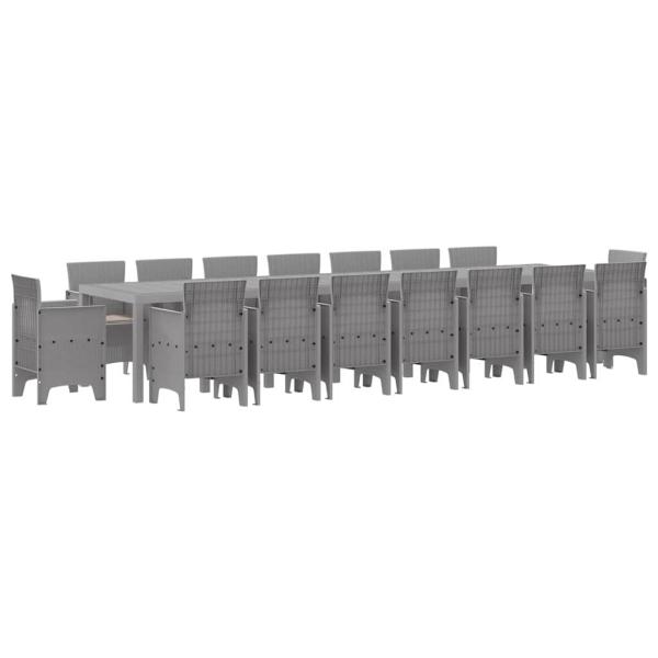 17-teiliges Garten Essset mit Kissen hellgrau Poly-Rattan
