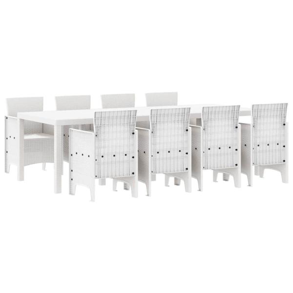 9-tlg. Garten-Essgruppe Hellgrau Poly Rattan