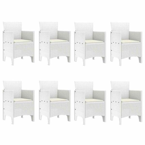 9-tlg. Garten-Essgruppe mit Kissen Hellgrau Poly Rattan