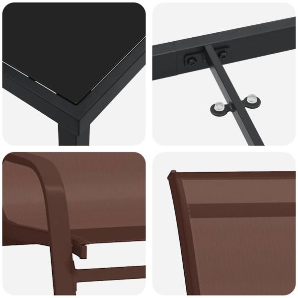 5-teilige Garten Essgruppe Braunes Textilene und Stahl