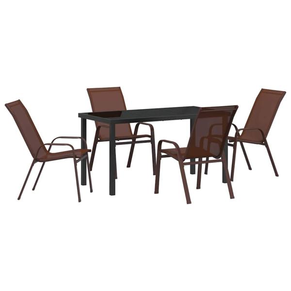 5-teiliges Garten Essset Braun Textilene und Stahl