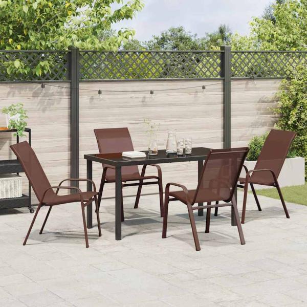 5-teiliges Garten Essset Braun Textilene und Stahl